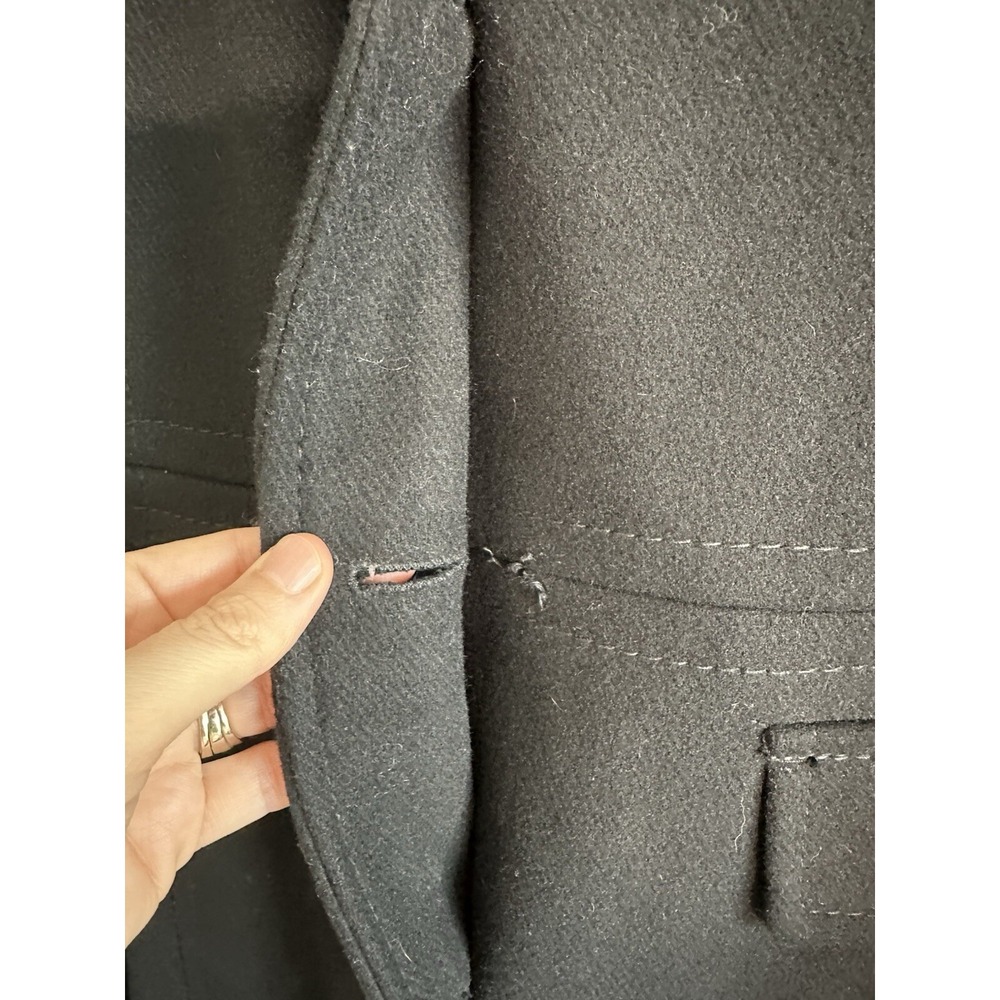 Kate Spade Black Wool Blend Peacoat w Detachable Faux Fur Collar Womens Small - Picture 3 of 7